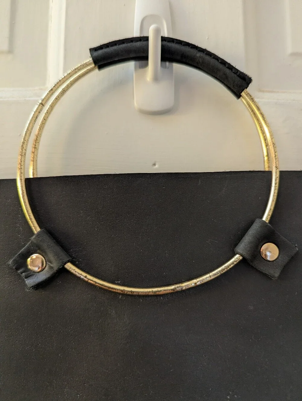 Anthropologie Black Tribe Alive Suede Lux Handbag Gold Handles
